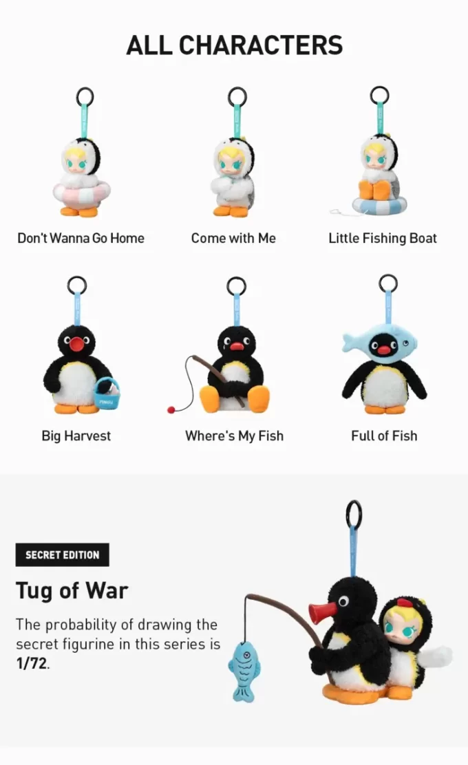 Baby Molly × Pingu Happy Fishing Serie – Vinyl Plüsch Anhänger Blind Box
