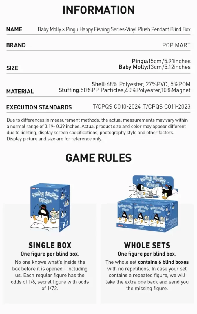 Baby Molly × Pingu Happy Fishing Serie – Vinyl Plüsch Anhänger Blind Box