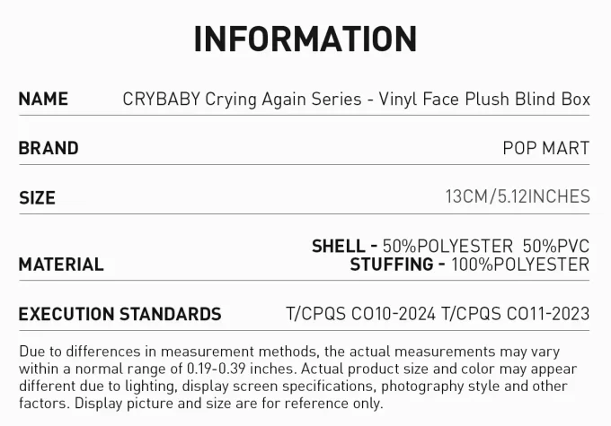 CRYBABY Crying Again Series – Vinyl-Gesicht-Plüsch-Blindbox