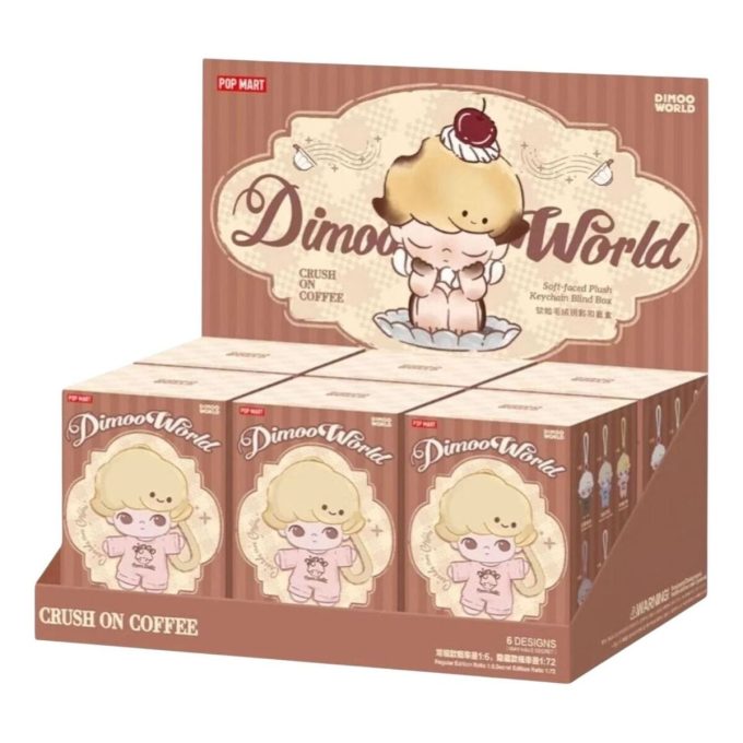 Dimoo Crush on Coffee Plüsch-Schlüsselanhänger, versiegelte Hülle (6 Blindboxen)