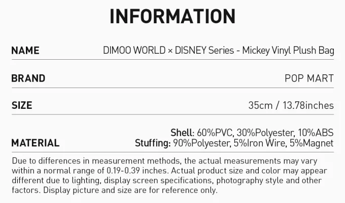 DIMOO WORLD × DISNEY Serie – Mickey Vinyl-Plüschtasche