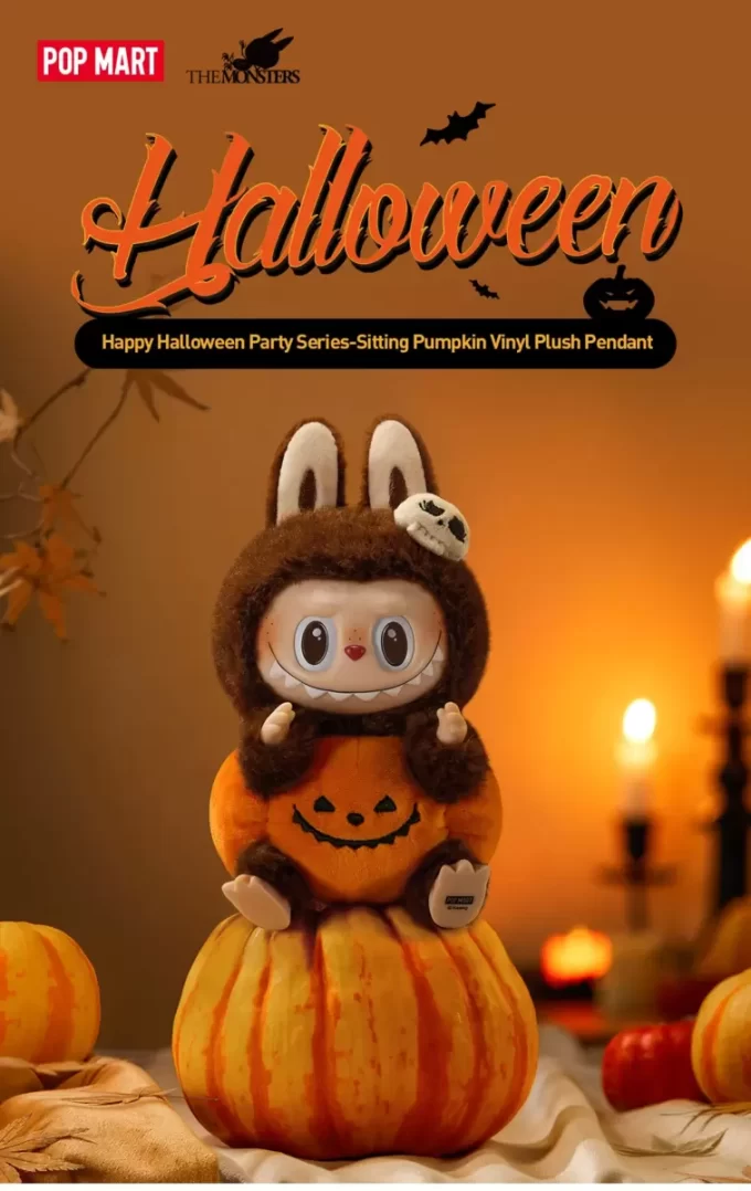 Happy Halloween Party Series – Sitzender Kürbis Vinyl Plüsch Anhänger