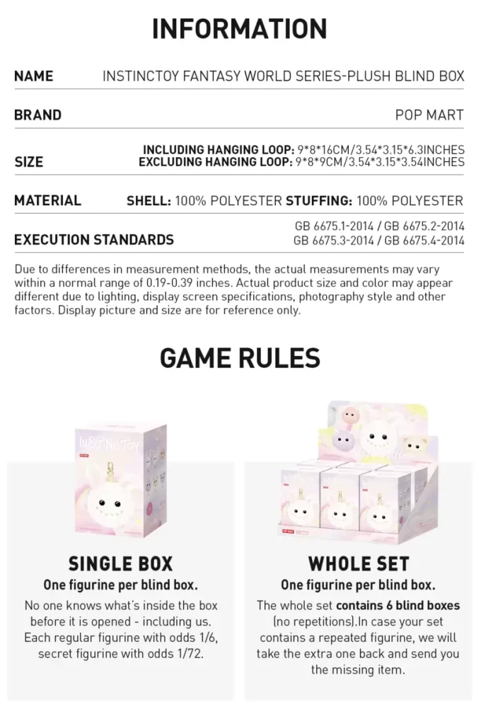 INSTINCTOY Fantasy World Series-Plüsch-Blindbox