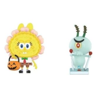 Pop Mart x Spongebob Die Monster Labubu „Jack O Lantern und Plankton x Tycoco“
