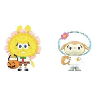 Pop Mart x Spongebob Die Monster Labubu „Jack O Lantern und Sandy Cheeks x Pato“