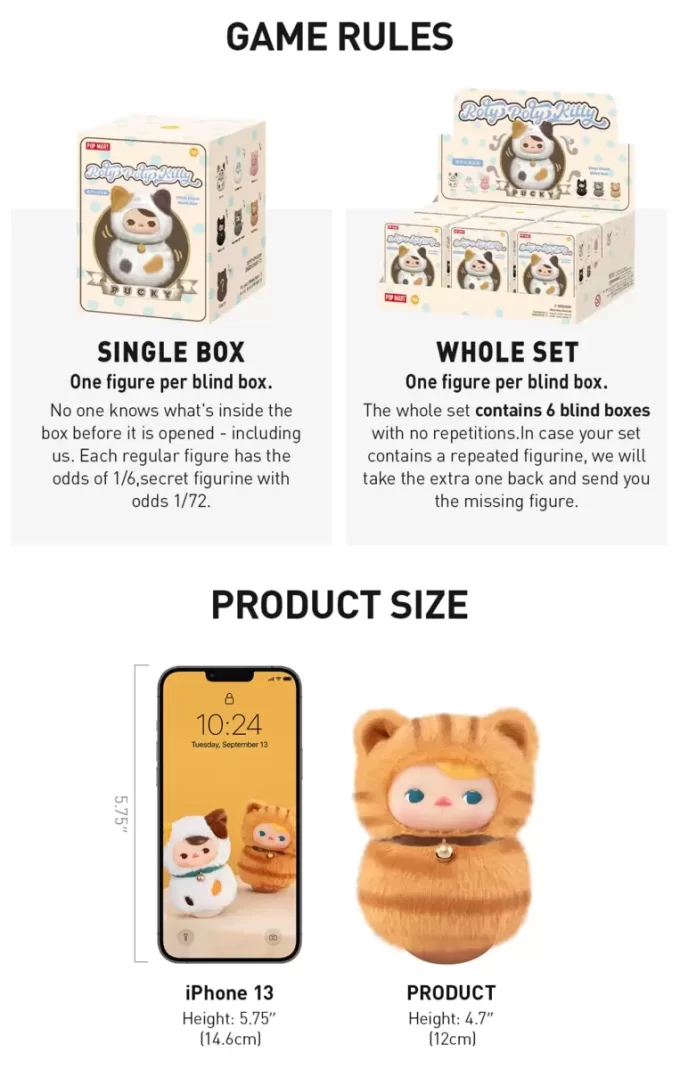 PUCKY Roly-Poly Kitty Serie – Vinyl Plüsch Blind Box