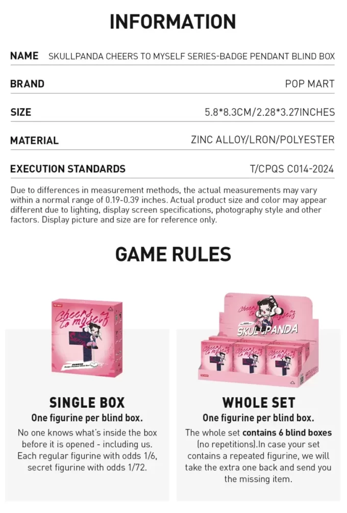 SKULLPANDA CHEERS TO MYSELF SERIES – Blindbox mit Abzeichenanhänger