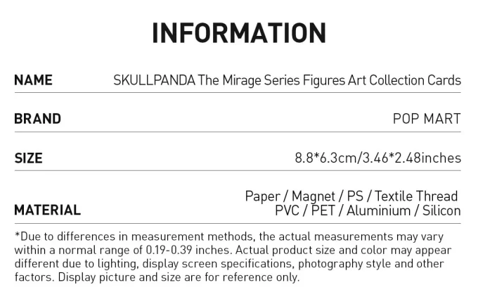 SKULLPANDA Die Mirage Serie Figuren Kunst Sammlung Karten