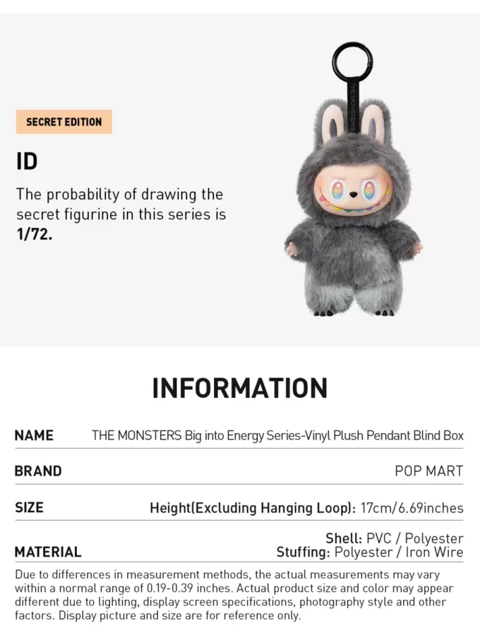 THE MONSTERS Big Into Energy Series – Vinyl-Plüschanhänger-Blindbox