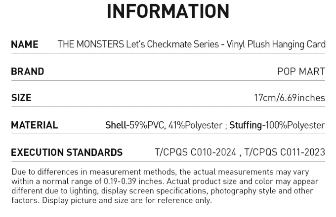 THE MONSTERS Let’s Checkmate Series – Vinyl-Plüsch-Hängekarte