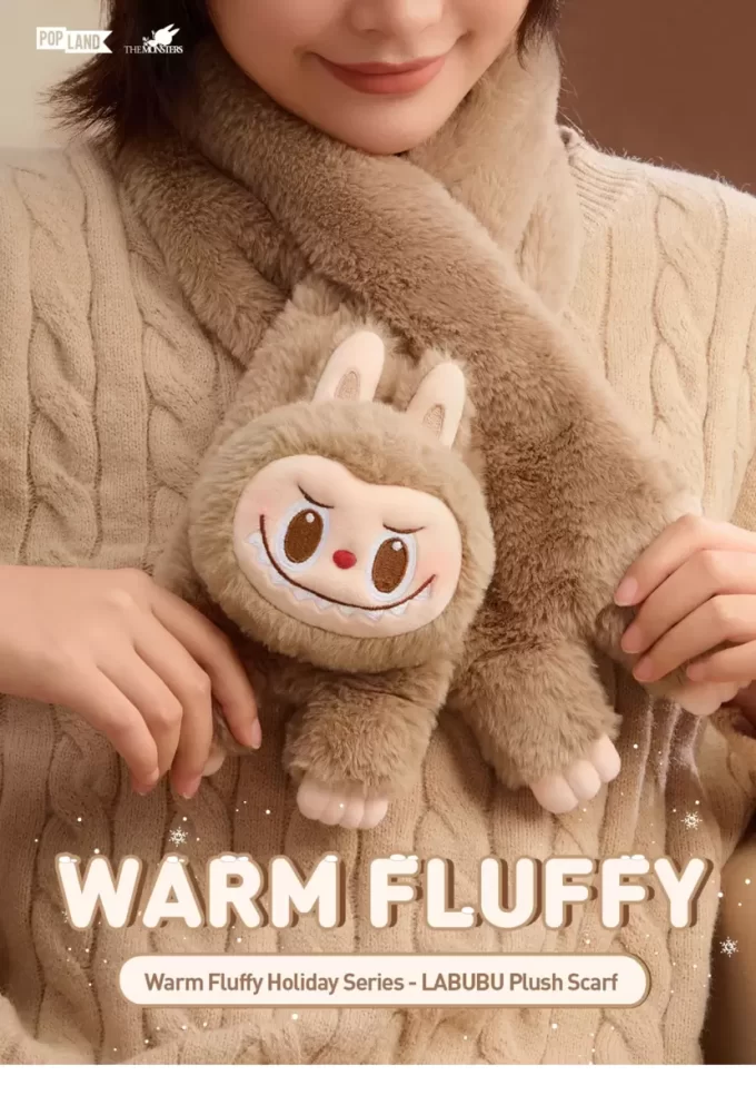 Warmer, flauschiger Weihnachtsschal aus der LABUBU-Plüschserie