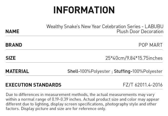 Wealthy Snakes Neujahrsfeier-Serie – LABUBU Plüsch-Türdekoration