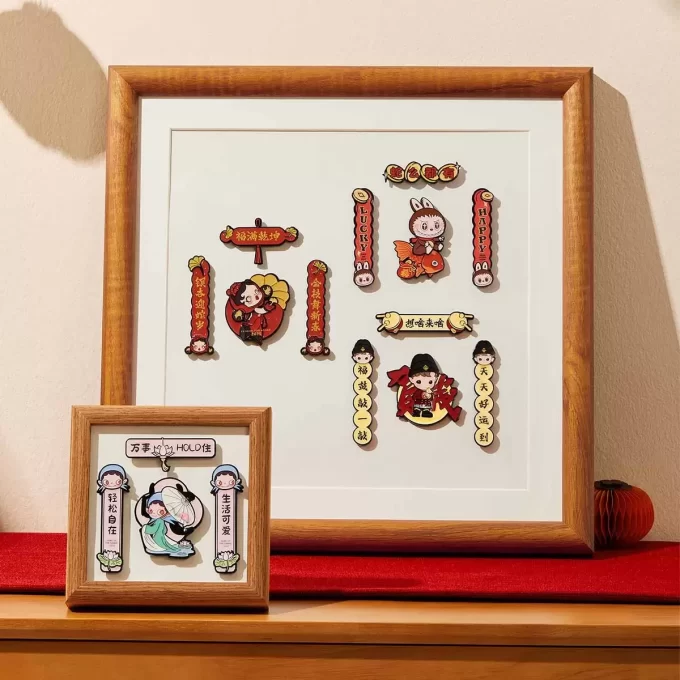 Wealthy Snakes Neujahrsfeier-Serie – Mini-Kühlschrankmagnet-Blindbox mit Frühlingspaaren